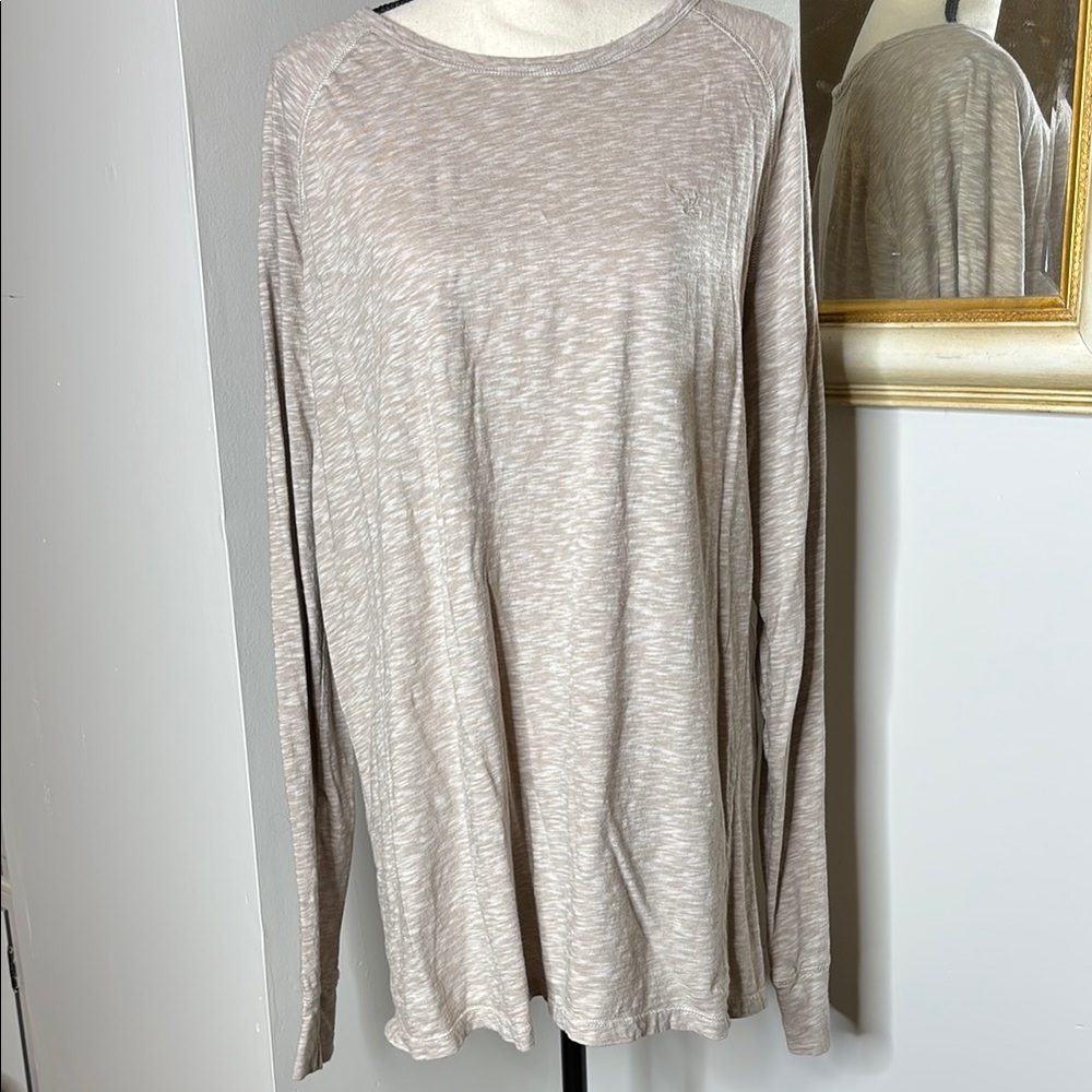 American Eagle Outfitters Tan Beige Heather Long Sleeve Top